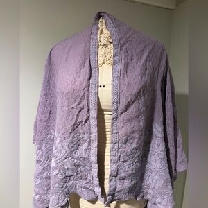 Johnny Was Lavender Textured Shawl with embroidery